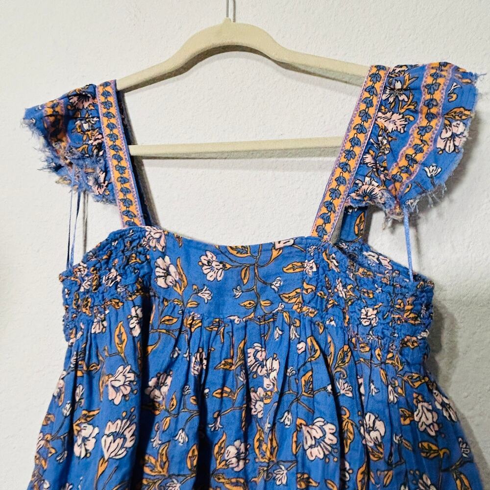 NEW Free People Nala Printed Babydoll Top Blue Oversize Ruched Top Size XS - Picture 6 of 6
